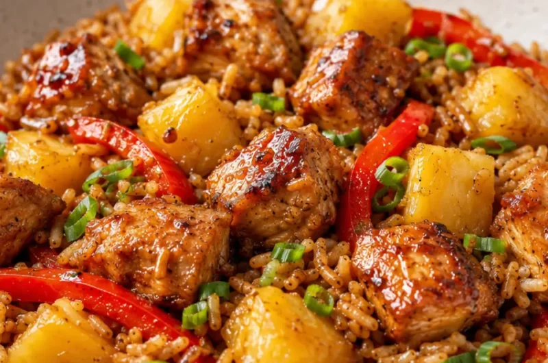 Indonesische ketjap kip one-pot met ananas en paprika