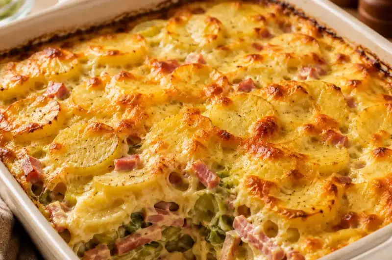Ovenschotel prei met ham en ei