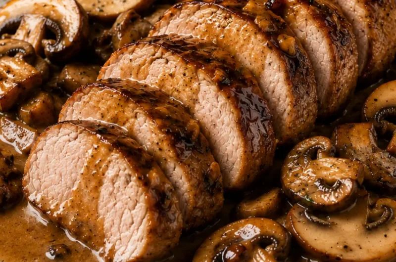 Ketjap varkenshaas met romige champignons