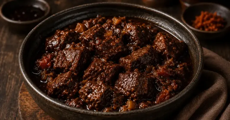 Stoofvlees in ketjapsaus met rijst