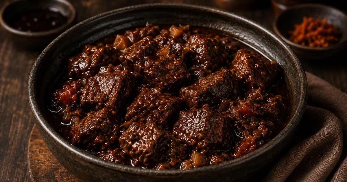 Stoofvlees in ketjapsaus met rijst