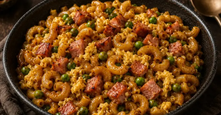 Indische macaroni met ham en ketjap