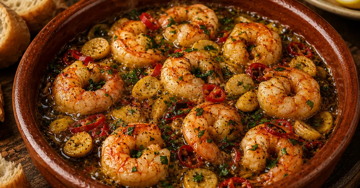 Gambas Pil Pil in 15 minuten in pittige knoflookolie