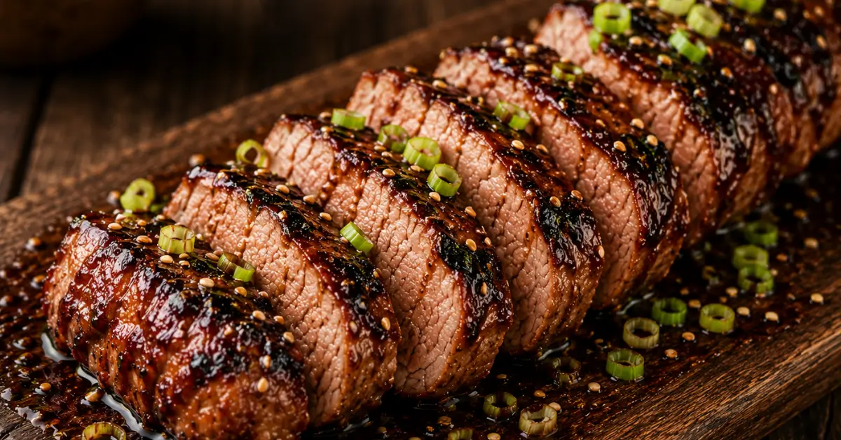 BBQ Ketjap Varkenshaas in 30 Minuten met lente-ui en sesam