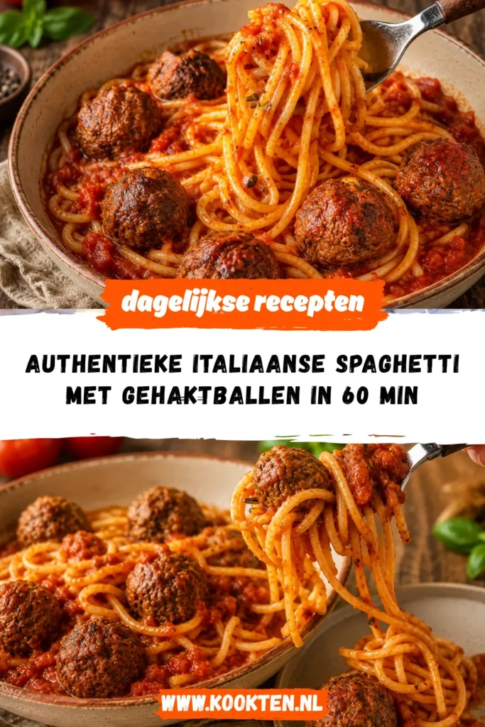 authentieke Italiaanse spaghetti met gehaktballen receptfoto van het gerecht