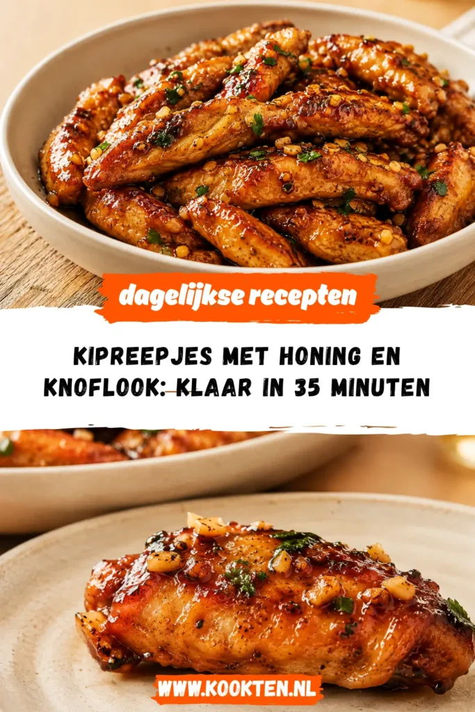 Kipreepjes met honing en knoflook receptfoto van het gerecht