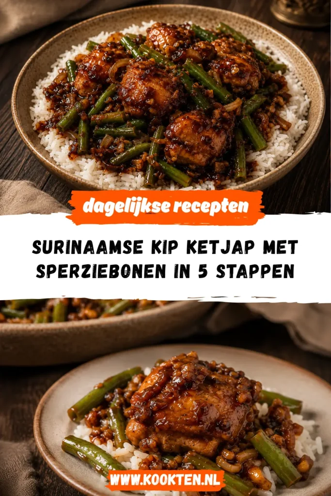 Surinaamse kip ketjap met sperziebonen en rijst