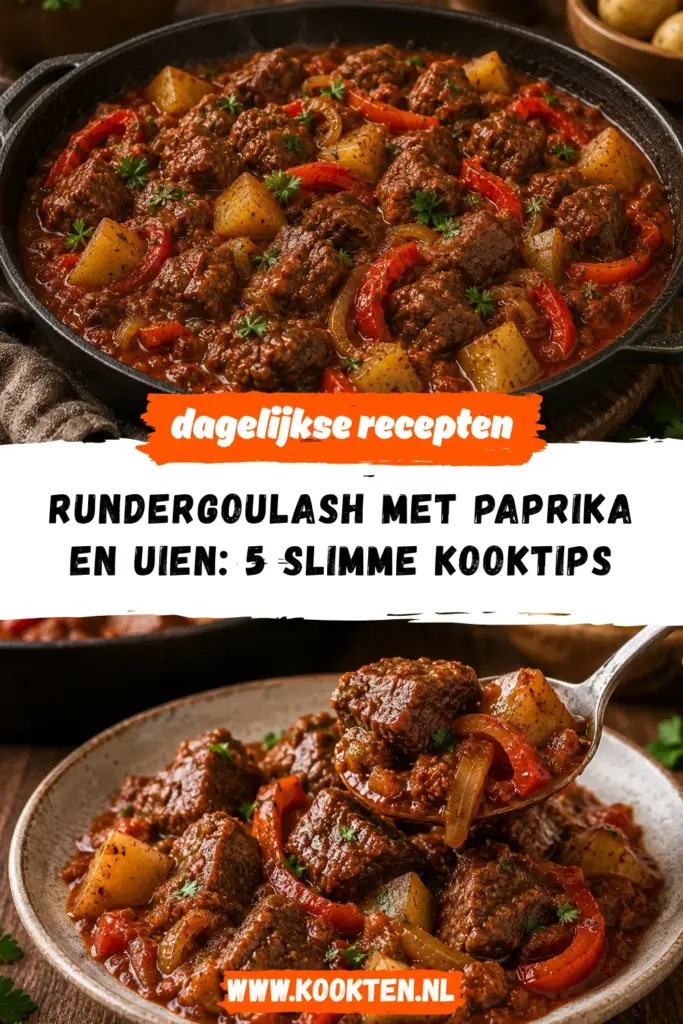 Rundergoulash met paprika en uien receptfoto van het gerecht