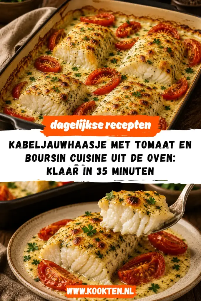 Kabeljauwhaasje met tomaat en Boursin Cuisine uit de oven