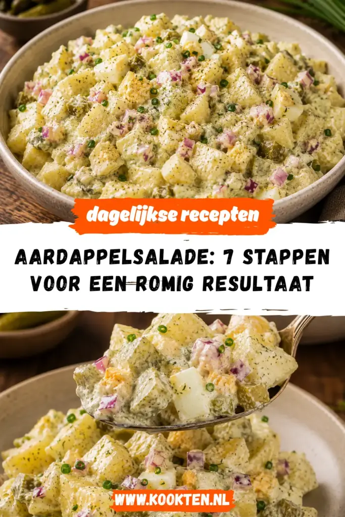 Aardappelsalade met ei, augurk en verse bieslook