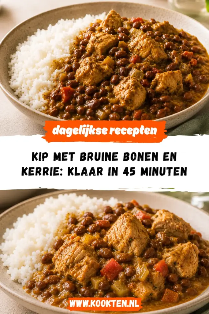 Kip met bruine bonen en kerrie receptfoto van het gerecht