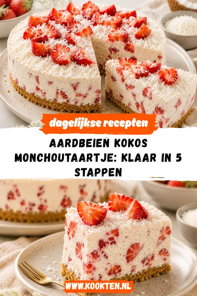 Aardbeien Kokos Monchoutaartje receptfoto van het gerecht