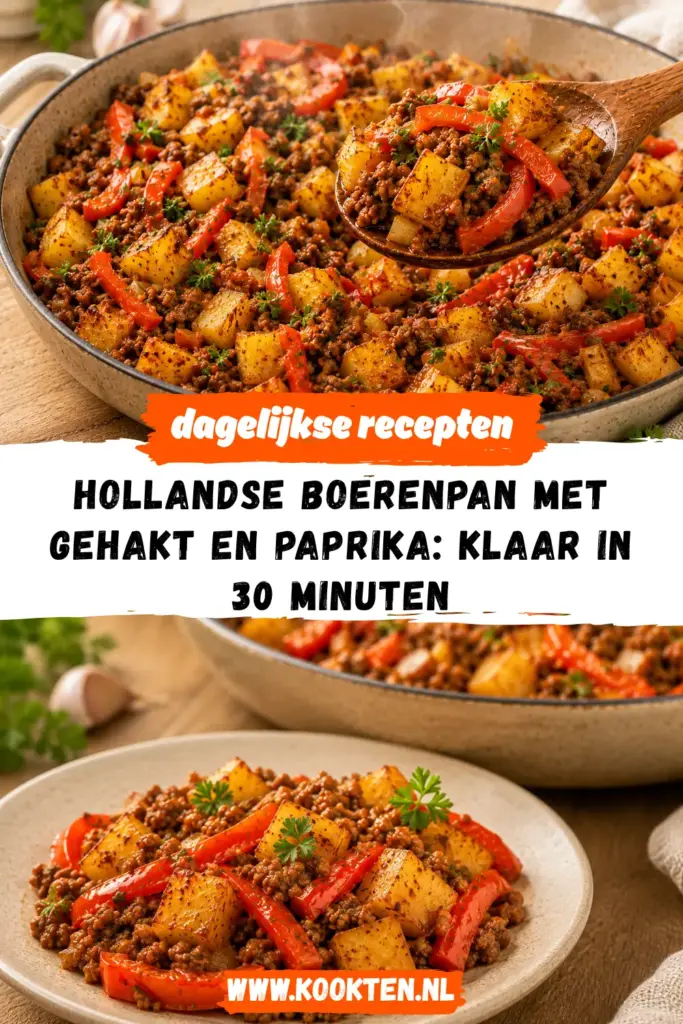 Hollandse Boerenpan met Gehakt en Paprika receptfoto van het gerecht
