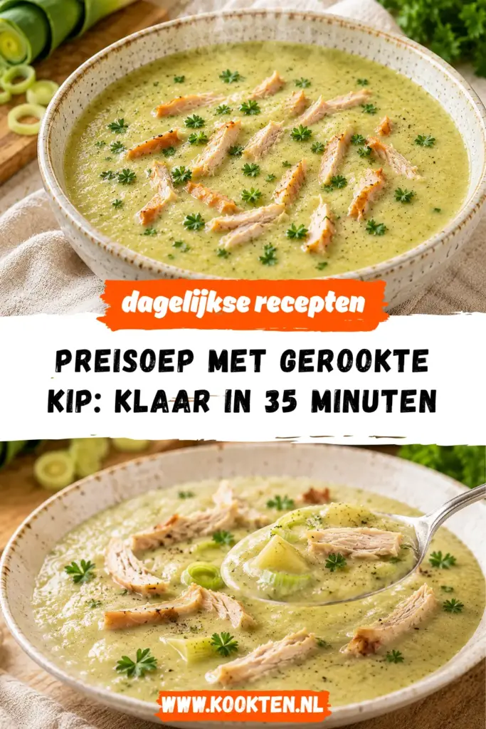 Preisoep met Gerookte Kip met verse peterselie