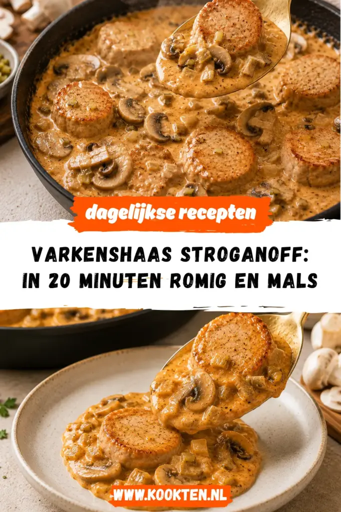 Varkenshaas Stroganoff receptfoto van het gerecht