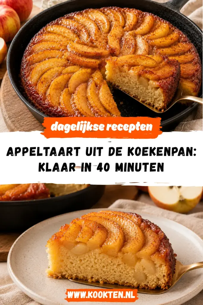 Appeltaart uit de koekenpan met appel en kaneel