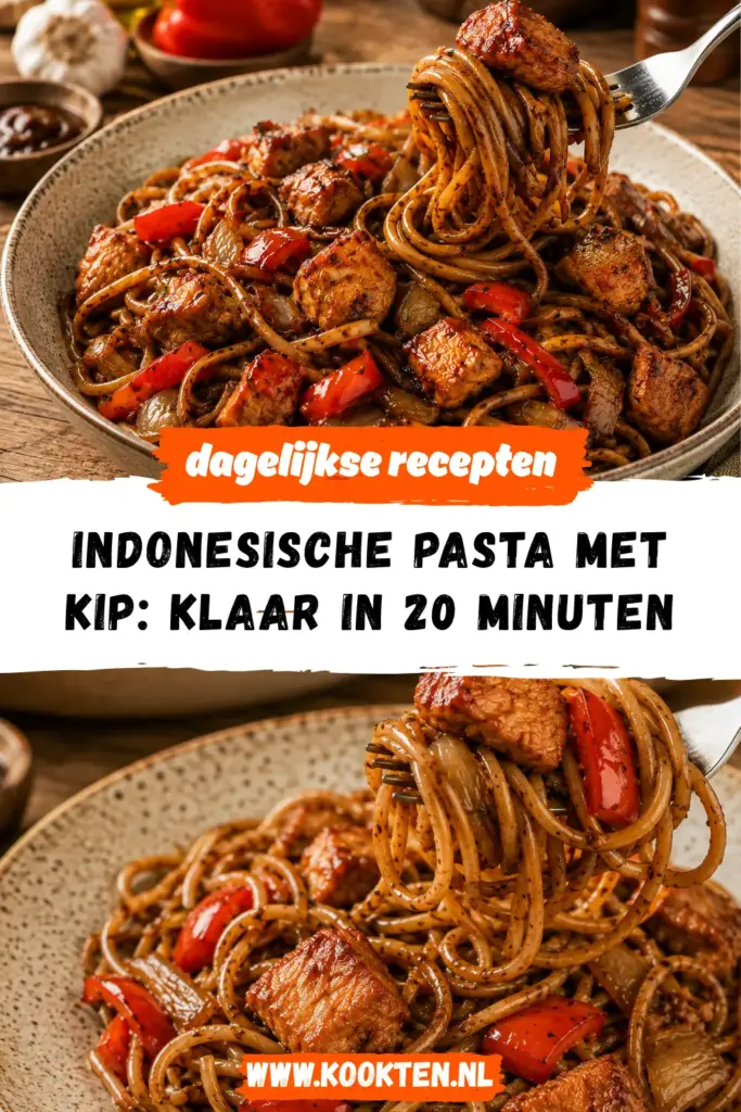 Indonesische Pasta met Kip met paprika en ketjap