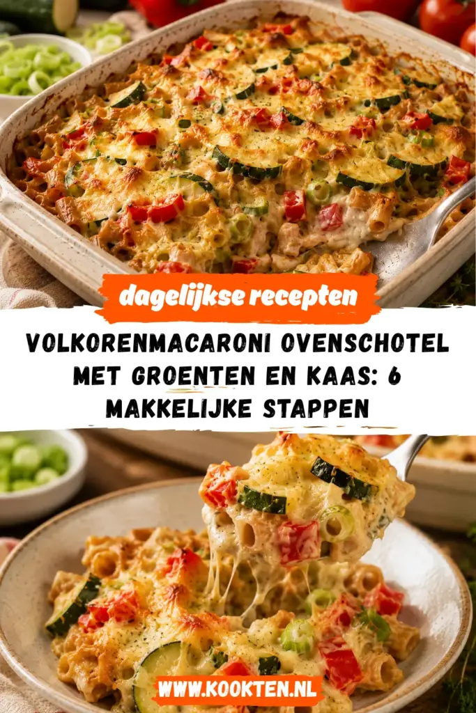Volkorenmacaroni ovenschotel met groenten en kaas receptfoto van het gerecht