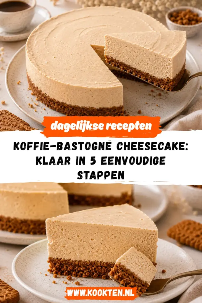 Koffie-Bastogne Cheesecake met romige koffievulling en Bastognebodem