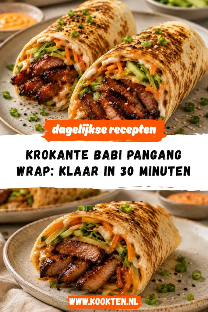 Krokante Babi Pangang Wrap met sticky varkensvlees en frisse groenten