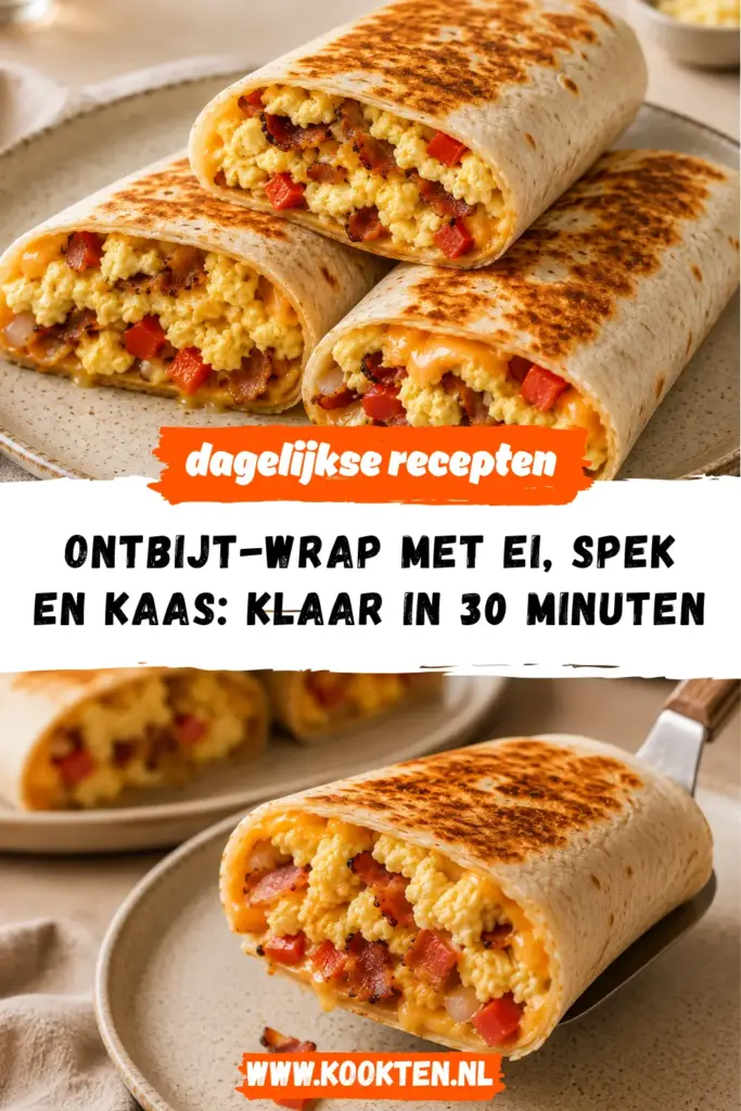 Ontbijt-wrap met ei, spek en kaas receptfoto van het gerecht