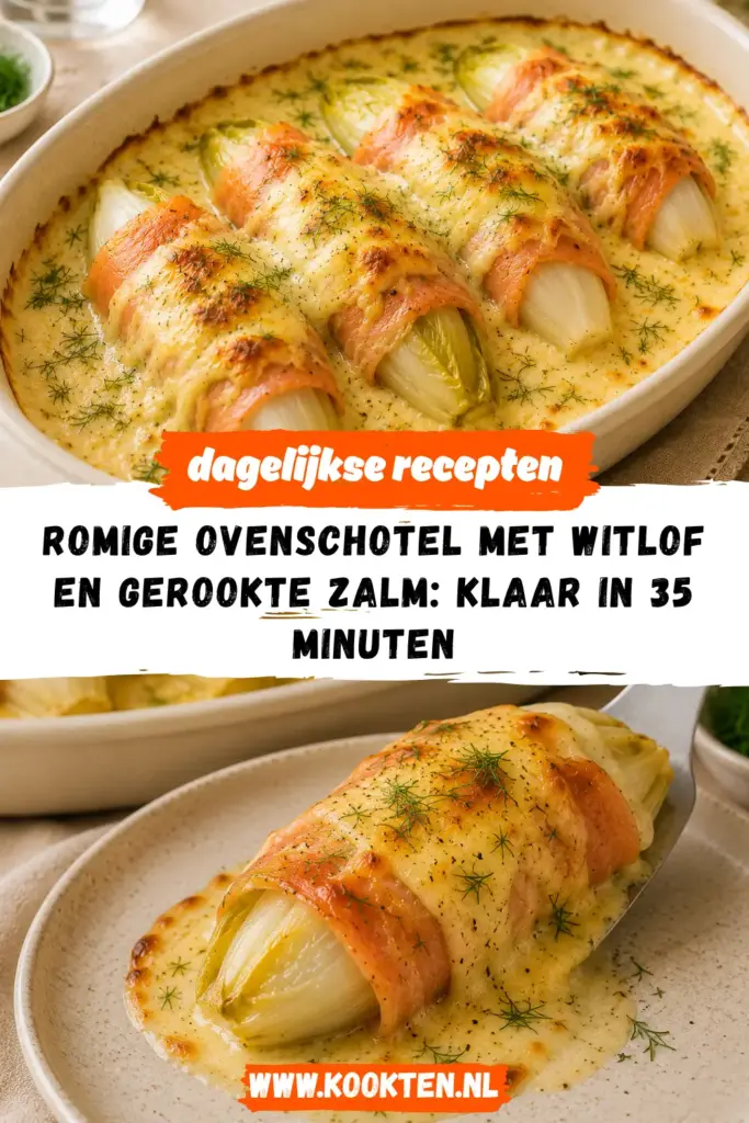 Romige ovenschotel met witlof en gerookte zalm receptfoto van het gerecht