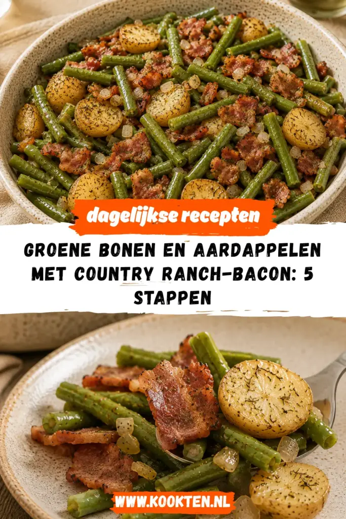 Groene Bonen en Aardappelen met Country Ranch-Bacon in een koekenpan