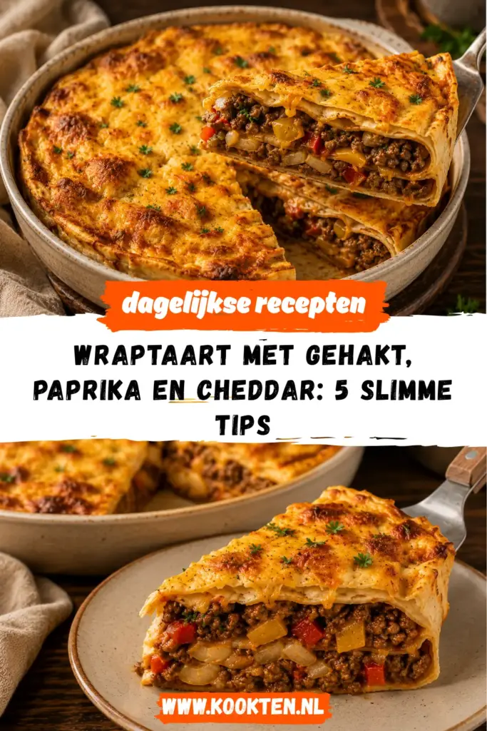 Wraptaart met gehakt, paprika en cheddar receptfoto van het gerecht
