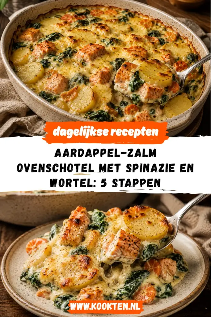 Aardappel-Zalm Ovenschotel met Spinazie en Wortel receptfoto van het gerecht