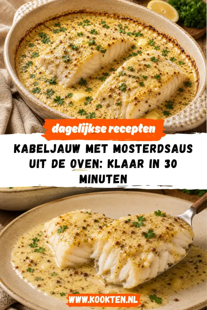 Kabeljauw met Mosterdsaus uit de Oven receptfoto van het gerecht