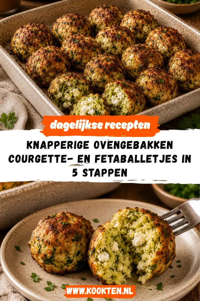 Knapperige Ovengebakken Courgette- en Fetaballetjes receptfoto van het gerecht