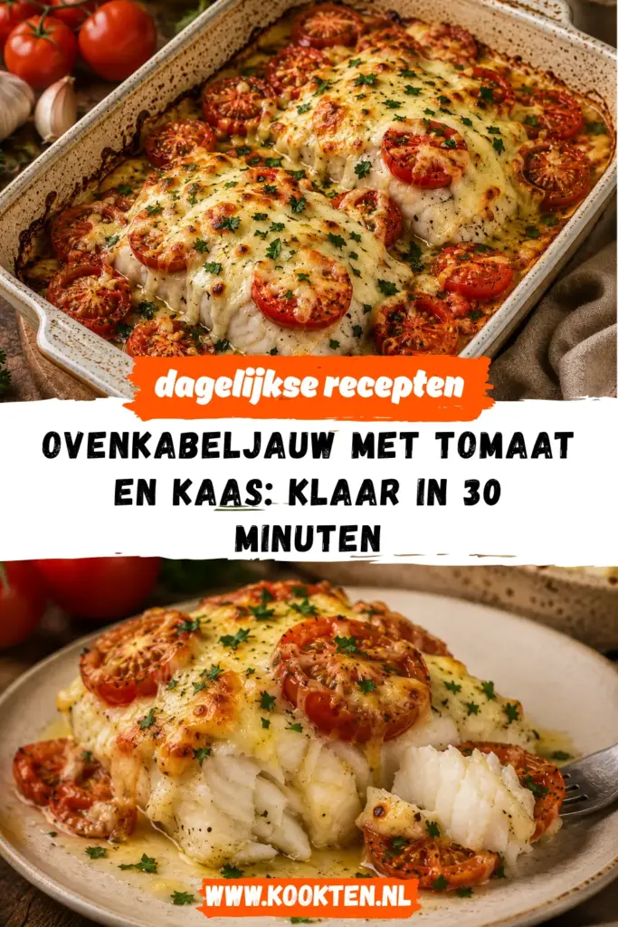 Ovenkabeljauw met Tomaat en Kaas receptfoto van het gerecht