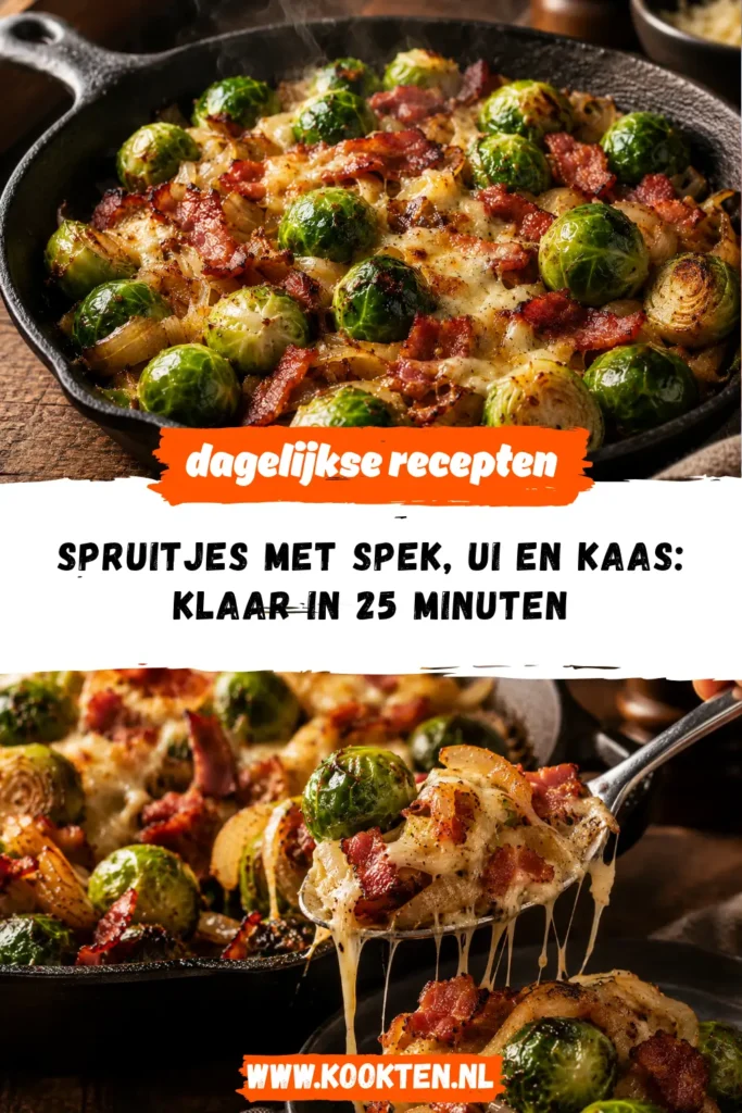 Spruitjes met spek, ui en kaas receptfoto van het gerecht
