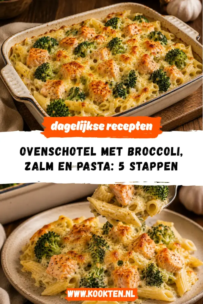 Ovenschotel met Broccoli, Zalm en Pasta receptfoto van het gerecht