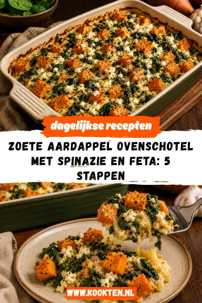 Zoete Aardappel Ovenschotel met Spinazie en Feta receptfoto van het gerecht