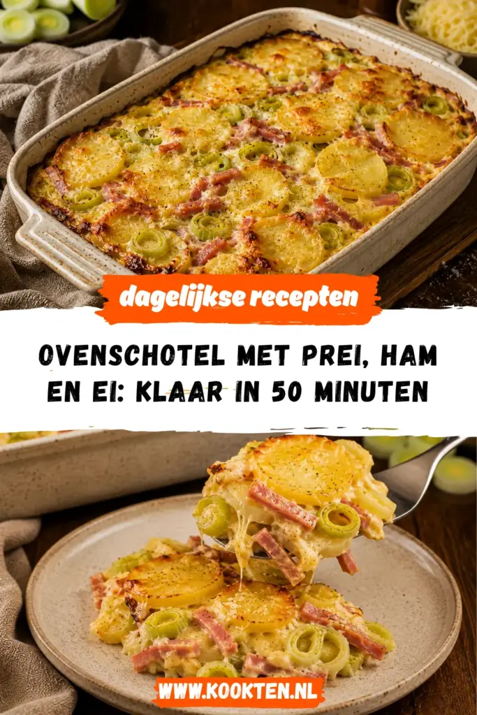Ovenschotel met Prei, Ham en Ei receptfoto van het gerecht