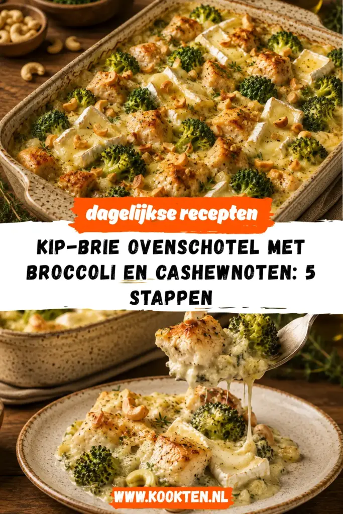 Kip-brie ovenschotel met broccoli en cashewnoten receptfoto van het gerecht
