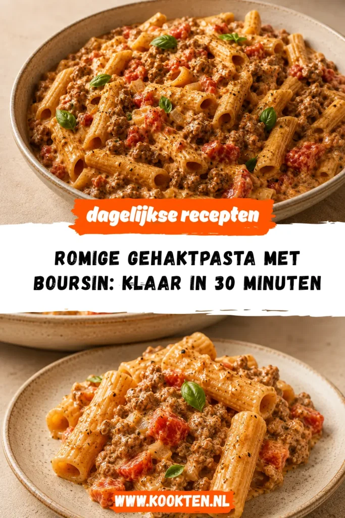 Romige gehaktpasta met Boursin receptfoto van het gerecht