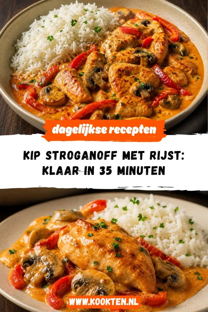 Kip stroganoff met rijst receptfoto van het gerecht