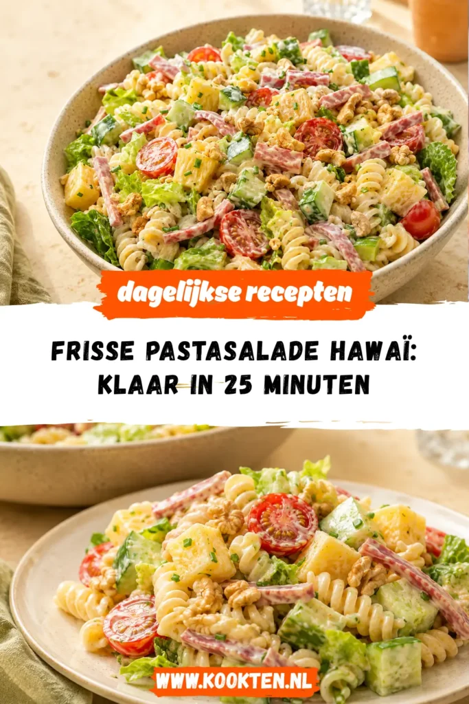 Frisse pastasalade hawaï receptfoto van het gerecht