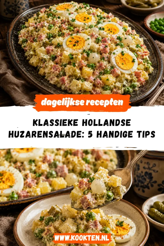 Klassieke Hollandse huzarensalade receptfoto van het gerecht