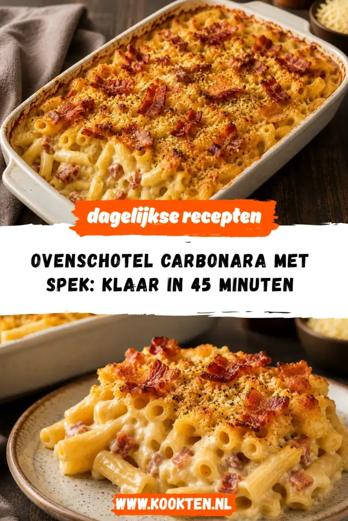 Ovenschotel carbonara met spek receptfoto van het gerecht