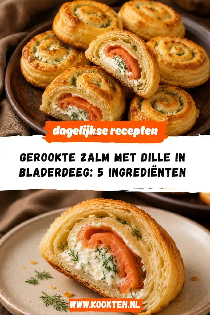 Gerookte zalm met dille in bladerdeeg receptfoto van het gerecht