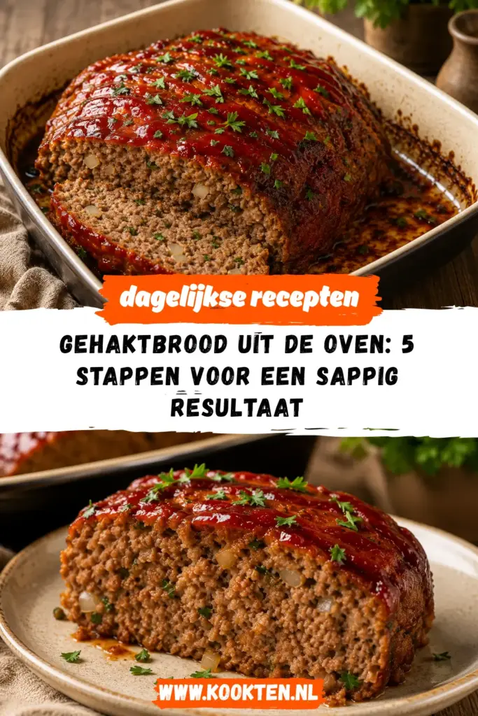 Gehaktbrood uit de oven met een goudbruine korst en verse peterselie