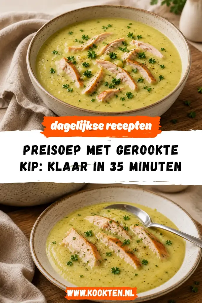 Preisoep met gerookte kip receptfoto van het gerecht