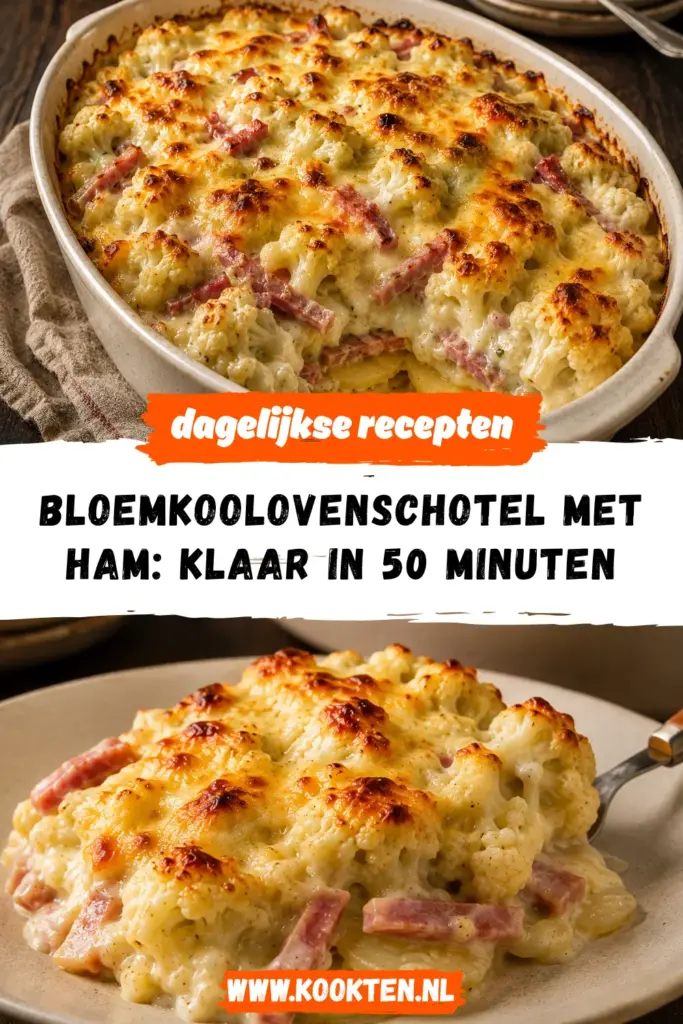Bloemkoolovenschotel met ham receptfoto van het gerecht