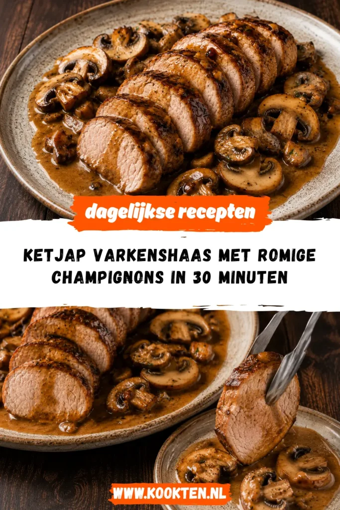 ketjap varkenshaas met romige champignons receptfoto van het gerecht