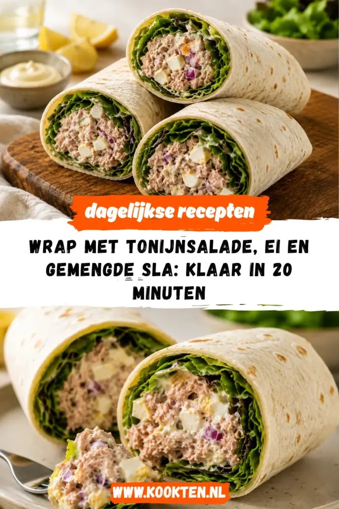 Wrap met tonijnsalade, ei en gemengde sla receptfoto van het gerecht