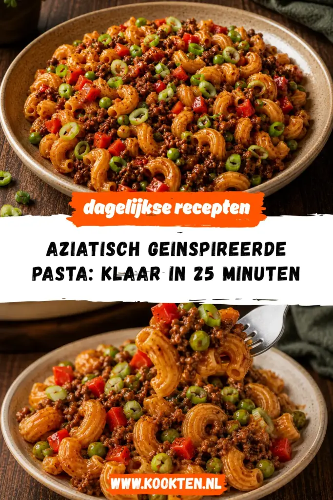 Aziatisch geinspireerde pasta receptfoto van het gerecht