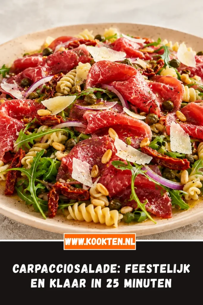 Carpacciosalade van dichtbij op het bord